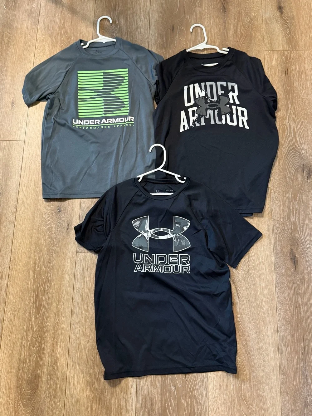 Under Armour Boys' Short Sleeve Tees - Black & Gray with Lime Accent